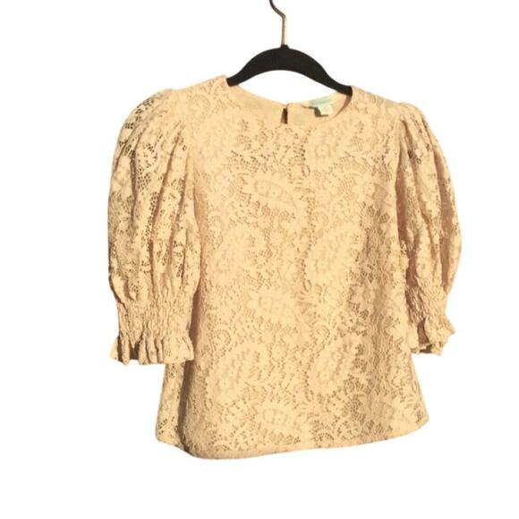 Sundance lace top womens XS cream blouse cottagecore fairy coquette boho puff - Picture 1 of 11